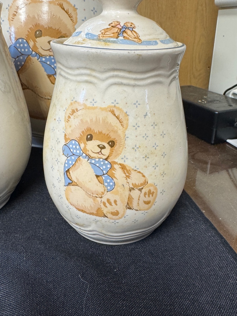 Teddy Bear Ceramic Jars and Mugs Set with Blue Accents - Picture 6 of 12